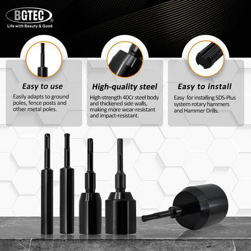 Ground Rod Driver Bit-BGTEC, 3/4" SDS Plus Grounding Rod for SDS Plus Rotary Hammer Drill