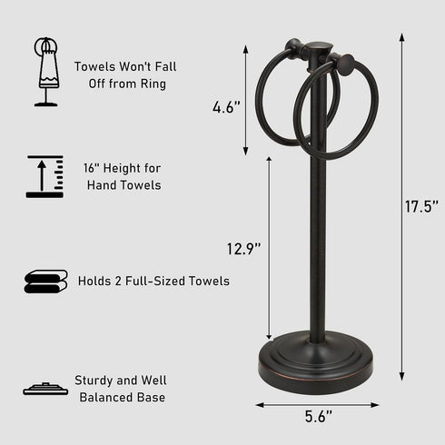 17 Inch Countertops Hoimpro Oil Rubbed Bronze Stainless Steel Free Standing Towel Rack Bar, Double Stand Towel Ring