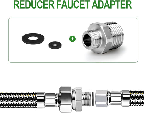 TAISHER 5PCS 304 Stainless Steel Reducer Faucet Adapter, 1/2" NPT × 3/8" Compression