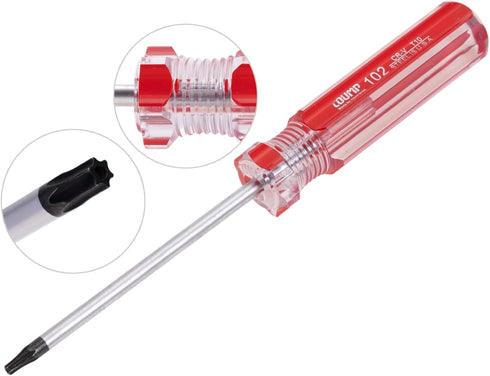 Mormchlots 1Pcs T10 Red Security Torx Screwdriver with Magnetic Tip Plastic Grip, Torx Screwdriver with Hole
