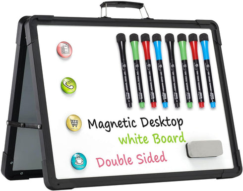 Small Dry Erase White Board - TSJ OFFICE 12" x 16" Mini Easel Desktop Double Sided Whiteboard, Portable Magnetic Board