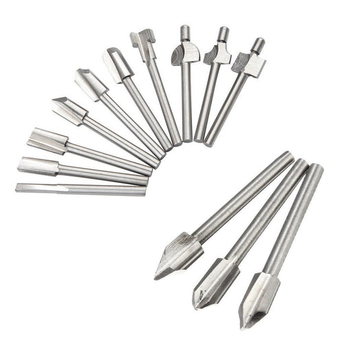 10Pcs Titanium Router Bits, 1/8" Shank Carbide Engraving Milling Cutter Set for DIY Woodworking