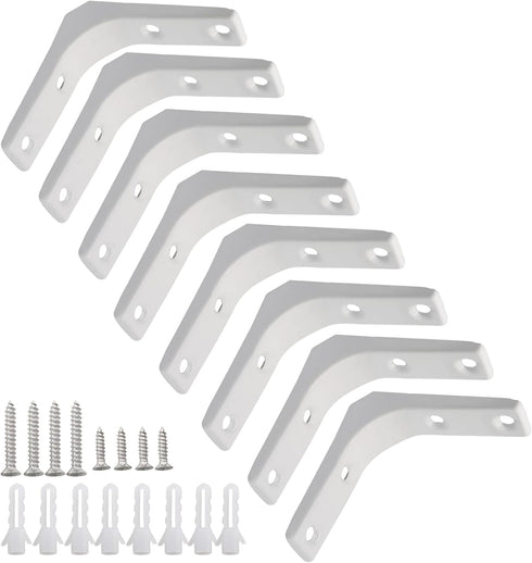 Moicstiy 8 Pcs 3 Inch L Brackets, Corner Braces with Screws for Shelves