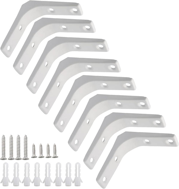 Moicstiy 8 Pcs 3 Inch L Brackets, Corner Braces with Screws for Shelves
