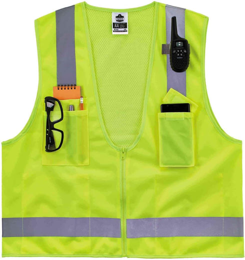 Ergodyne Unisex Class 2 Economy Surveyors Vest, Zipper, Lime, Large-X-Large US