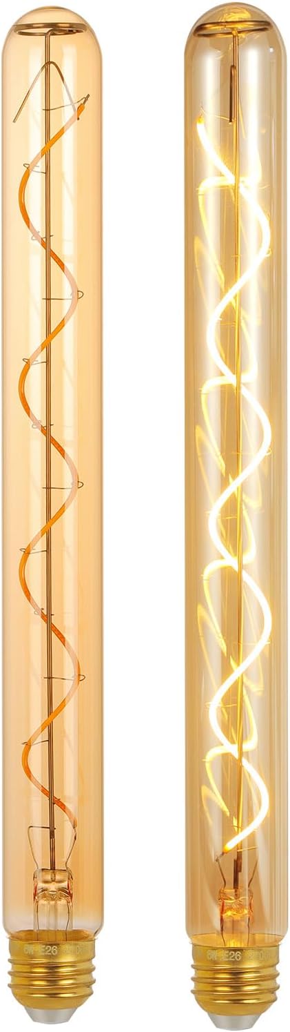 Decoaui E26 T10 12 Inch Long Tubular LED Edison Bulbs, 6W(60W Eqv) 120V,