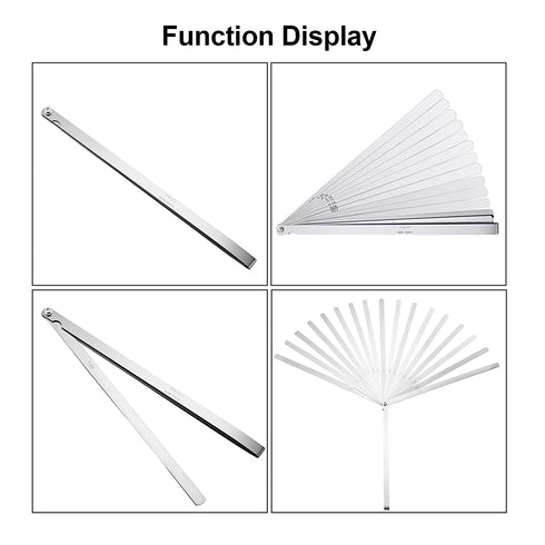 17 Blades Long Feeler Gauge, 0.02-1.00 mm Stainless Steel Dual Marked Measuring Tool