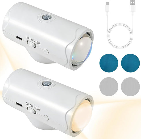 Tcwhniev Set 2, Dimmable Peel and Stick Sconces of Motion Sensor Wall Light Indoor, USB Rechargeable RGB Wall Lamps