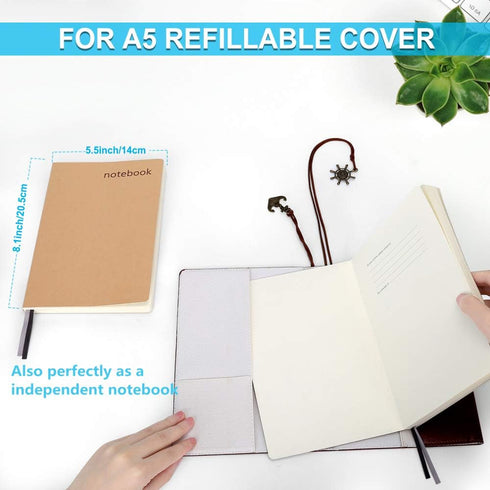 Notebooks College Ruled, Kraft Journals for Writing, Soft Cover for Women Men, 5.5" x 8.1"