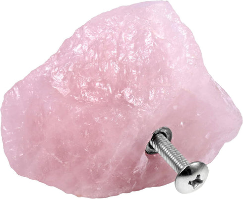 Rockcloud 2 Pack Natural Crystal Stone Cabinet Knobs with Screws for Drawer, Wardrobe, Home Decoration