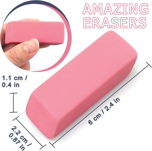 Tamaki Pink Pencil Erasers for Drawing, Large Artist Eraser, Pack of 6