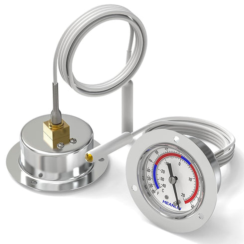 MEANLIN MEASURE 2Pcs Vapor Capillary Thermometer, 2" Dial, Stainless Steel Front Flange Mount, Temperature Range