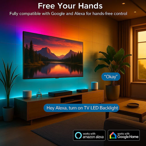 inShareplus 9.8ft 32-43in Smart TV LED Backlight, Flowing Color Changing TV Light Strip, LED Strip Lights for TVs