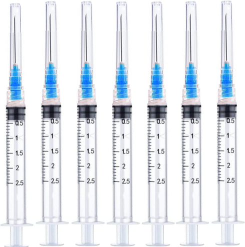50 Pack - 2.5ml 23Ga Plastic Dispensing Syringe Tool, Industrial and Scientific Lab Consumables for Measuring