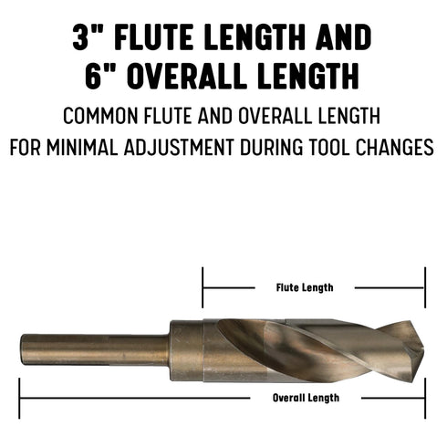 Drill America D/ACO21/32 21/32" Reduced Shank Cobalt Drill Bit with 1/2" Shank