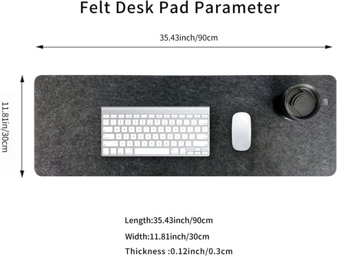 Desk(36x12Inches) Felt Desk Mat | Computer Mat for | Large Felt Mouse Pad and Keyboard Mat | Desk Protector for Office