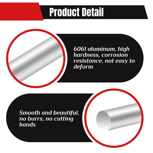 Aluminum Round Rod, 3/4"(3mm) Diameter, 8"(200mm) Length, 6061 Metal Rods for Crafts, DIY, Industry, and Decoration