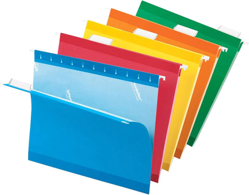 Reinforced Hanging File Folders by Pendaflex, Letter Size, Assorted, 1/5 Cut, 25/BX (4152 1/5 ASST)