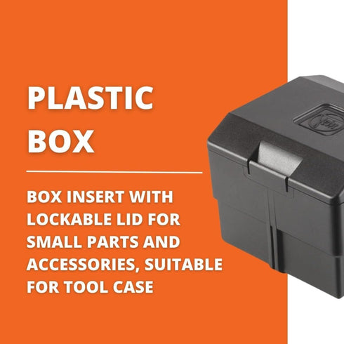Fein Plastic Box Insert with Lockable Lid for Small Parts and Accessories - Durable Construction, Portable Design, and Efficient Tool Case Organization - 33901119000