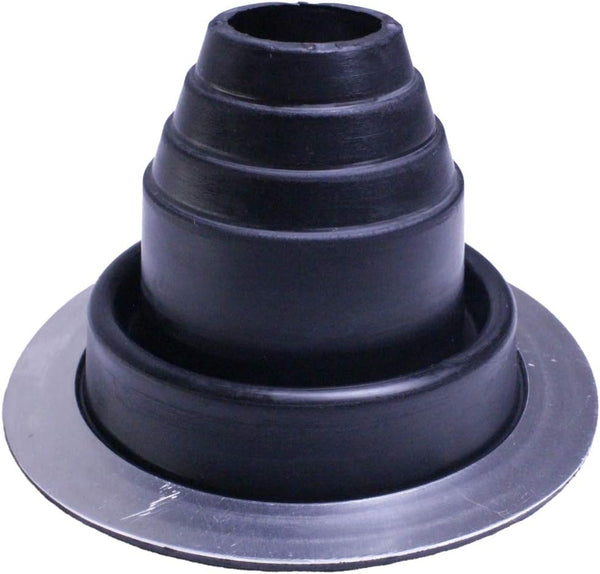 #2 Black EPDM Flexible Roof Jack Pipe Boot, Metal Roofing Pipe Flashing (Pipe OD 1-3/4" to 3-1/4") - USA Made