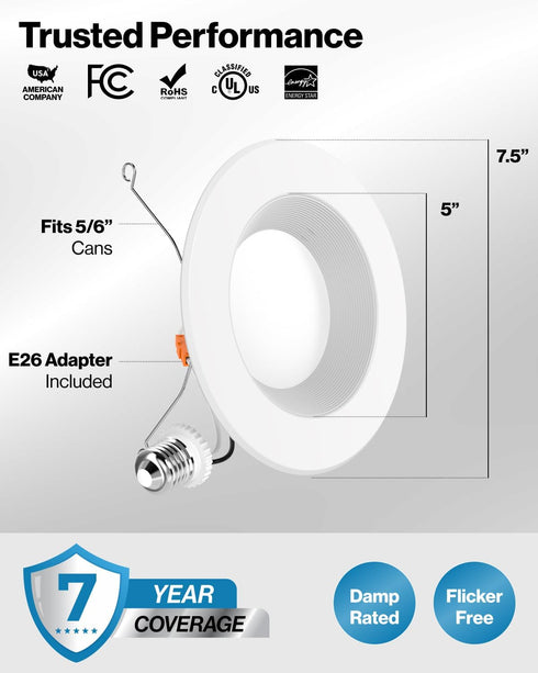 6 Inch, 965 13W (120W 2700K Dimmable, 4 Pack. Sunco Retrofit LED Recessed Lighting Downlight Can Lights for Ceiling