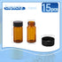15 PCS 10ML Amber Small Liquid Sample Glass Vials with Screw Caps, Leak-Proof Vial for Lab, Essential Oil