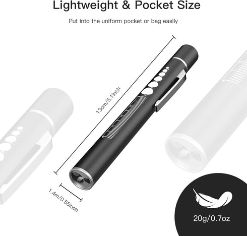 2 SEVENKA Rechargeable Pen Lights with Pupil Gauge & Ruler, LED Penlights for Nurses Doctors, Warm/White Light, Pocket
