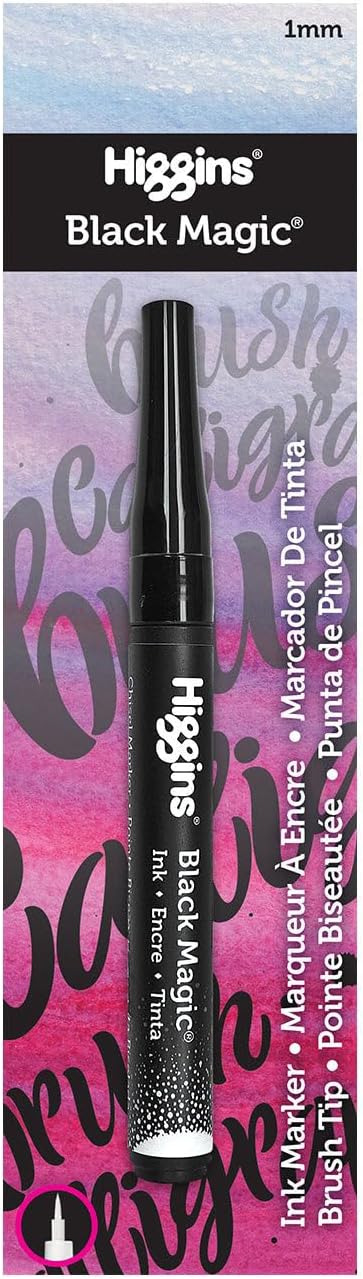 Higgins Black Magic Softliner Pump Marker, Brush Nib, Black Ink, 1 Each by Higgins