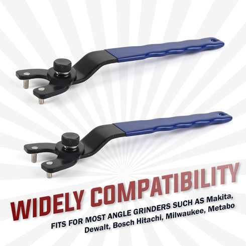 Seentech Upgraded SEWA20 Adjustable Lock-nut Grinder Wrench Compatible with Makita Bosch Milwaukee Angle Grinder Power Tools - Range of 0.5 to 1.25 inches, 7.45 Length x 1.5 Width inches (Pack 2)