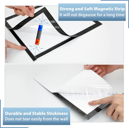 VAIIGO 8.5" 11" 2Pack) x Magnetic Self-Adhesive Display Frame, Double Sided Window Magnetic Sign Holder with Clear PVC