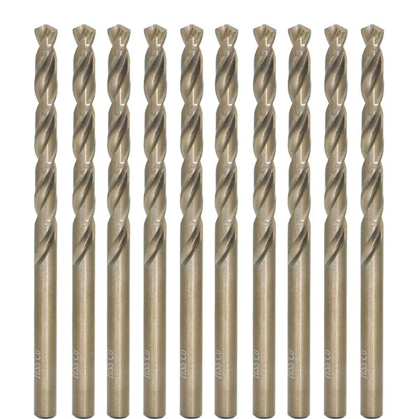 M35 Cobalt Drill Bit Set, 10 Pieces 5mm for Hard Metals, Exceptional Heat Resistance, Metric 5% Cobalt HSS-CO