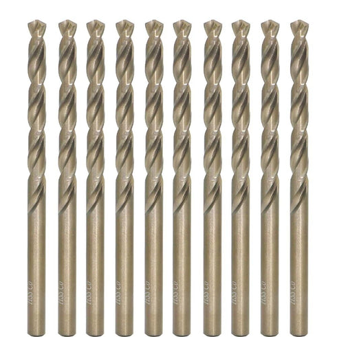 M35 Cobalt Drill Bit Set, 5.2mm, 10 Pieces for Hard Metals with Exceptional Heat Resistance