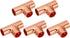 PATIKIL 3/8" ID 1mm Thick Tee Copper Fitting, 5pcs 99.9% 3 Way Pure Copper for Plumbing HVAC