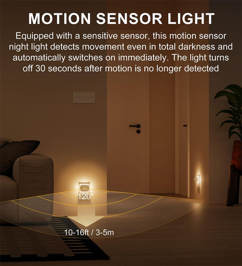 LEDBROS Dimmable 3-Color LED Night Light, Plug-in LED Backlit Night Light with Motion Sensor & Dusk to Dawn Sensor