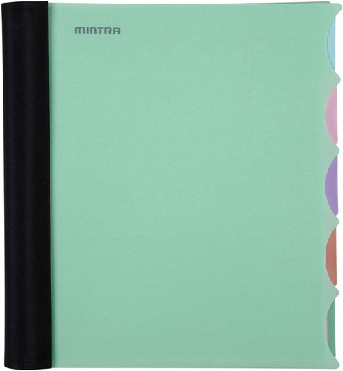 Mintra Office Durable PREMIUM Spiral Notebook - Sage Green, 5 Subject (8.5in x 11in), Fabric Covered Coils for School