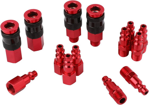 WYNNsky Universal Air Coupler and Industrial Air Plug Kit, 1/4 Inch Threads, 14 Pieces Air Compressor Accessories