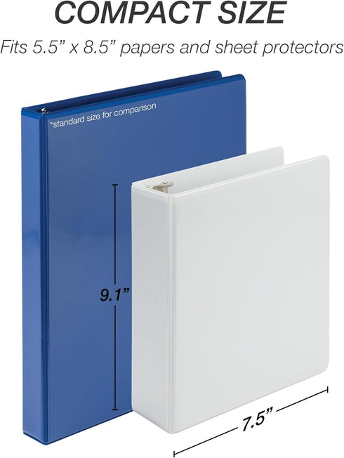 Samsill Economy 2 Inch Mini 3 Ring Binder, Round Ring Binder, Non-Stick Customizable Cover, White, USA Made