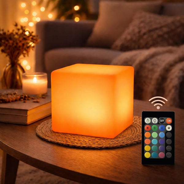 callyan 4-Inch LED Dimmable Glow Cube Waterproof Rechargeable Adjustable RGB Color Changing with
