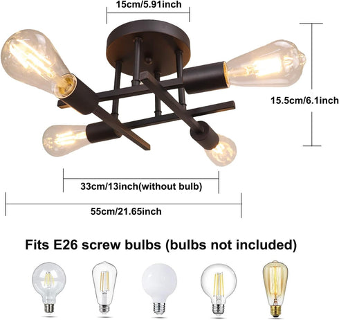 Modern Ceiling Light Fixture, Sputnik Chandelier, Mid Century Vintage Industrial Pendant Lighting for Living Room