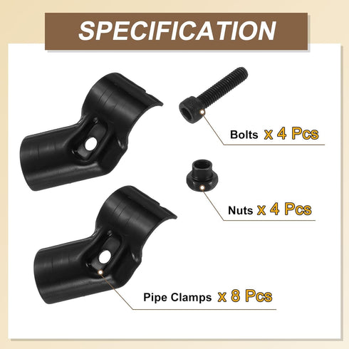 4 1-1/8" 45 2-way uxcell Pcs Structural Pipe Connector, Degree Metal Connectors Corner Pipe Fittings End Rails Clamp