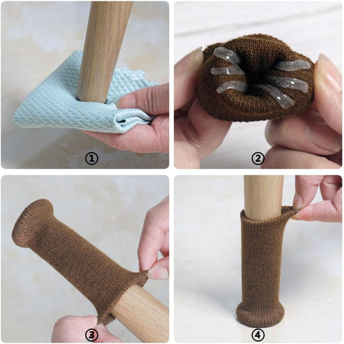 VORTINIOUS (Brown,8 Furniture Leg Socks,Chair Leg Floor Protectors for Hardwood Floors,Anti-Slip Chair Leg Covers,High