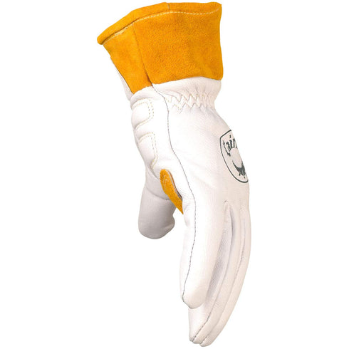 Caiman Premium Goat Grain TIG/MIG Welding Gloves, Wool Insulated Back, White/Gold, Small (1871-3)
