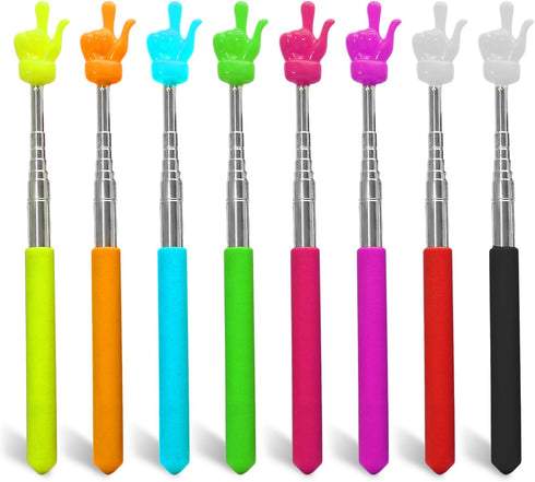Hitefu 8 Pcs Extendable Finger Pointer Stick, Telescopic Teachers Pointer, Retractable Hand Stick