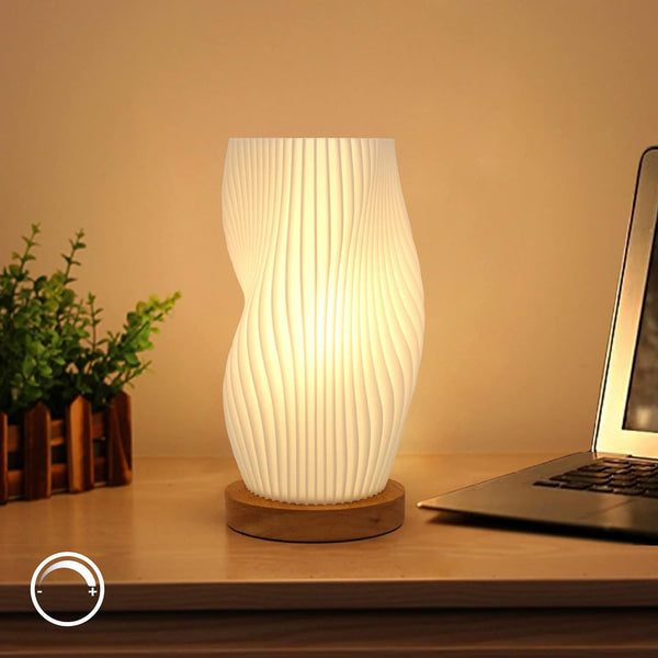 Zenply Dimmable Novelty Small Table Lamp, Vintage Style Striped Night Light for Bedroom, Living Room, Kids Room
