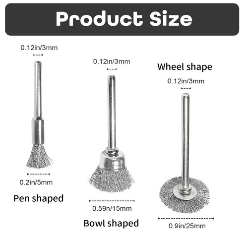 18Pcs Wire Brushes Set, Steel Wire Wheels Pen Brushes Kit for Rotary Tool, 1/8"(3mm) Shank