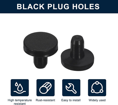 uxcell 16 Pieces Black Rubber Stopper, 5mm Plug Holes for 4.5-4.8mm/0.18-0.19" Hole