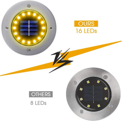 16 8pack) NFESOLAR Solar Lights Outdoor with LEDs, Bright Solar Ground Lights Outdoor Waterproof Solar Disk Lights