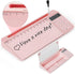 Desktop Glass Whiteboard with Mirror & Calculator (12 Digit LCD Display) & Ruler Marker, Tilted Keyboard Stand, Pink