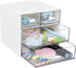 LETURE Desk Organizer with 4 Drawers, Clear Plastic Storage Box for Office Supplies and Stationery