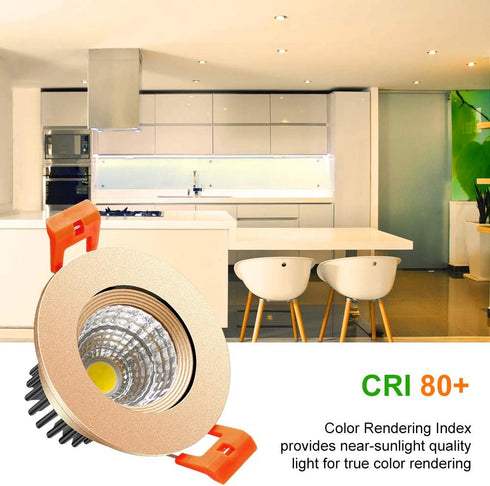 2inch Dimmable 3W 3000K-3500K, CRI80, 25W Bulbs (4Pack) LightingWill LED Downlight, COB Recessed Ceiling Light, Warm